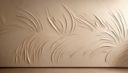 beige wall with abstract paint strokes creating a unique texture and minimalist style