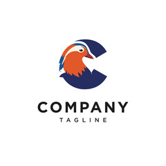 Letter C Mandarin Duck Logo Icon Vector