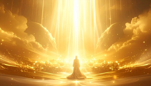 金色オーラが広がる神々しい背景画像