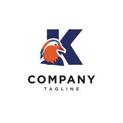 Letter K Mandarin Duck Logo Icon Vector