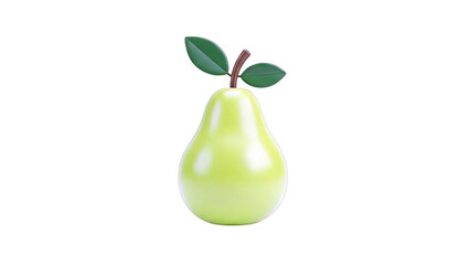 Stylized Green Pear with Leaves