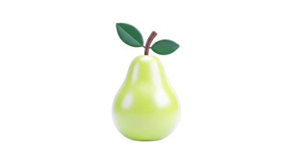 Stylized Green Pear with Leaves