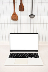 키친 테이블 배경, 비즈니스 노트북 목업