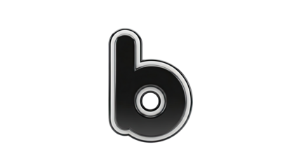 3D rendered lowercase letter 'b' with chrome outline