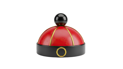 Traditional Chinese Hat with Red Dome and Black Band