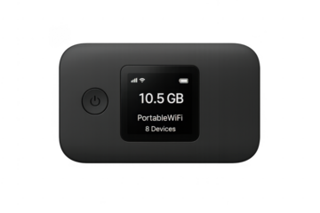 Portable wifi hotspot router device isolated on transparent background