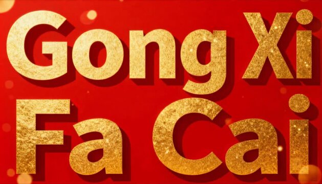 golden gong xi fa cai lettering perfect for chinese new year lunar red celebratory background