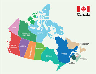 Canada country map illustration with country name