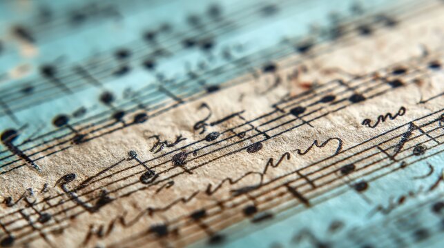 Vintage jazz sheet music with handwritten notes  closeup