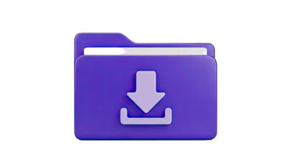 Purple 3D Folder Icon with Download Arrow