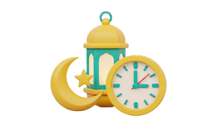 Ramadan Icons: Moon, Lantern, and Clock