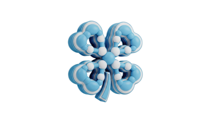 Abstract Blue and White Clover Shape with Spheres