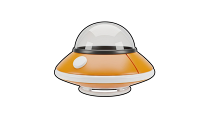 Cartoon Orange UFO Flying Saucer with Dome