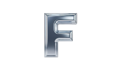Chrome Letter F with Reflective Surface