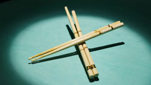 Bamboo cross in a shadow. Symbolic representation of belief and spirituality from Asian cultures.