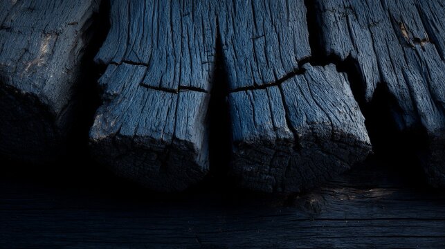 Close up of dark textured charcoal wood surface - Powered by Adobe