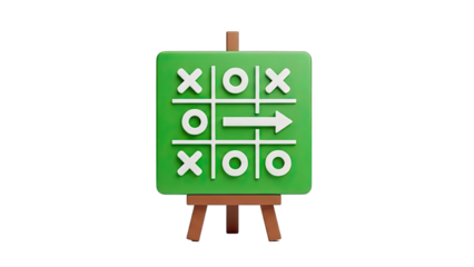 Tic-Tac-Toe Board with Arrow and 3D Render