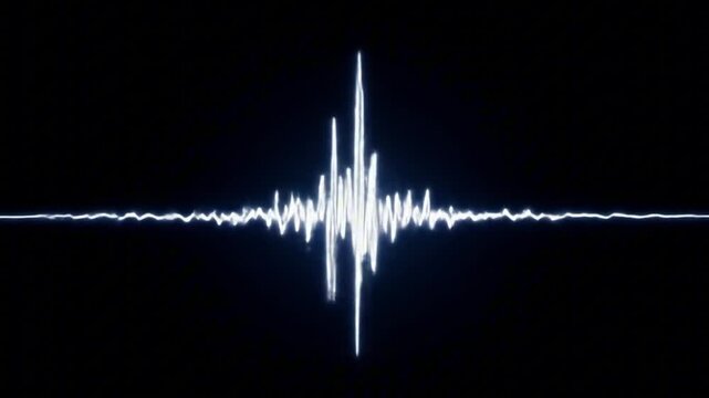 White glowing waveform or seismograph line centered against a black background