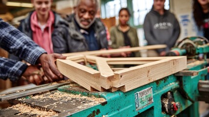 Woodworking class in progress.