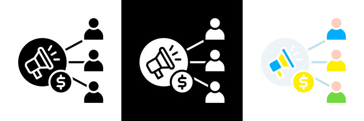 Affiliate Marketing Icon Set Glyph vector Illustration 