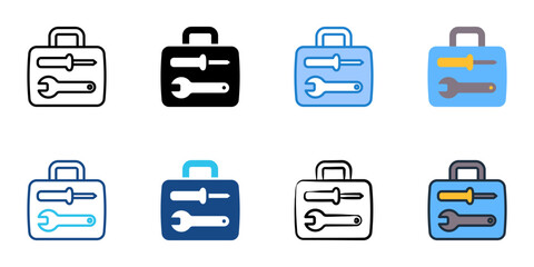 Toolkit icon set multiple style collection. Editable stroke 

