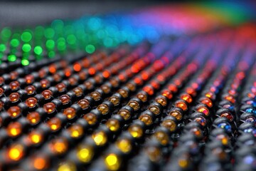 Obraz premium Colorful reflections of light on a textured surface with beads