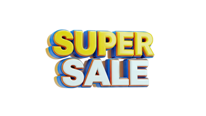 Super Sale 3D Text with Yellow, Orange, and Blue Layers