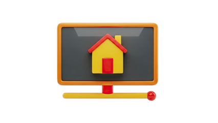 3D Icon of a House on a Computer Screen