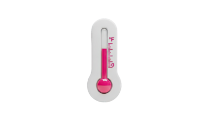 Thermometer with Pink Liquid Showing Temperature