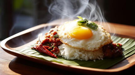 Nasi lemak serving  coconut rice  authentic Malaysian presentation