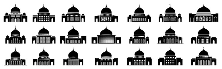 Collection of mosque building silhouettes with domes for islamic design © Aisha Kudorova