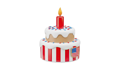 Two-Tiered Birthday Cake with American Flag Emblem