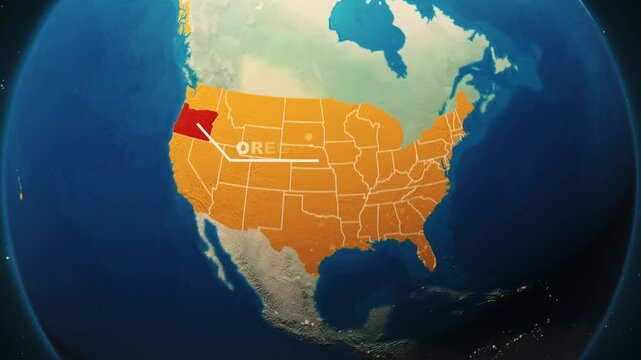 United States Map Animation &ndash; Oregon State Highlight