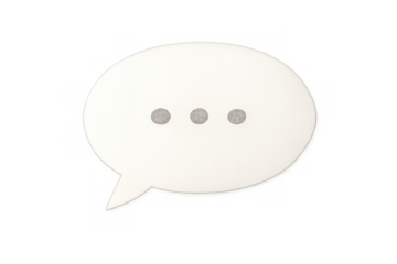 White speech bubble with three dots indicating typing or message activity, symbolizing communication and dialogue on a transparent background