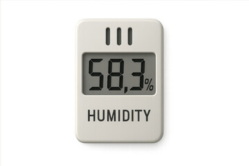 Digital hygrometer displaying humidity level on transparent background