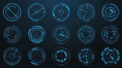 Circular Digital UI and HUD Technology Set