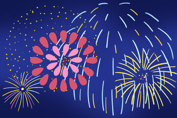 カラフルな花火のテンプレート