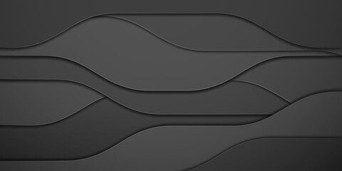 Dark grey abstract background with wavy layers and subtle shadows, creating a sense of depth and visual interest.