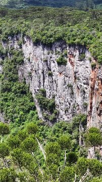 Itaimbezinho Canyon In Cambara Do Sul Rio Grande Do Sul Brazil. Cliffside Surrounded By Lush Green Forest Viewed From Above. Nature Sky Sky Forest. Nature Agronomy Rural Panoramic View.