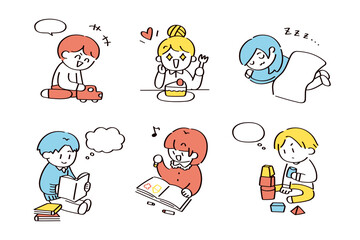 好きなことをする子供たちのイラスト