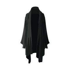 Naklejka premium Black open cardigan sweater flat vector illustration