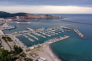 Aerial view of Bar marine, Montenegro