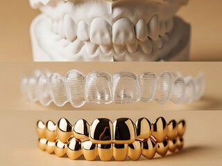 Comparison of Dental Model Clear Aligner and Gold Teeth Grill