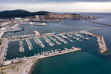 Aerial view of Bar marine, Montenegro