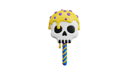 Melting Skull Lollipop with Purple Dots