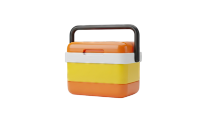 Three-tier multi-colored lunch box with handle