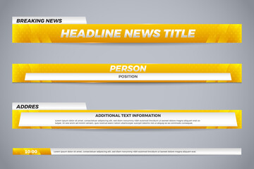 Yellow and White Lower Third News Banner Templates for Broadcast and Live Streaming