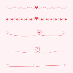 pink love valentine line ornament vector design