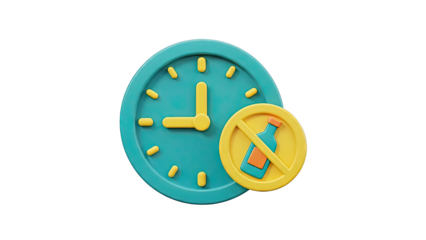 3D Icon: Clock with No Alcohol Symbol