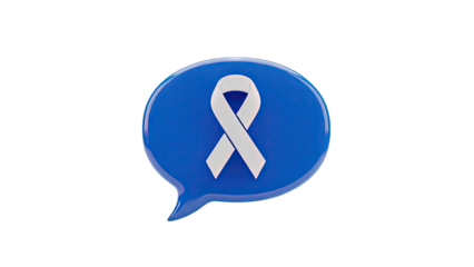 Blue Speech Bubble with White Awareness Ribbon